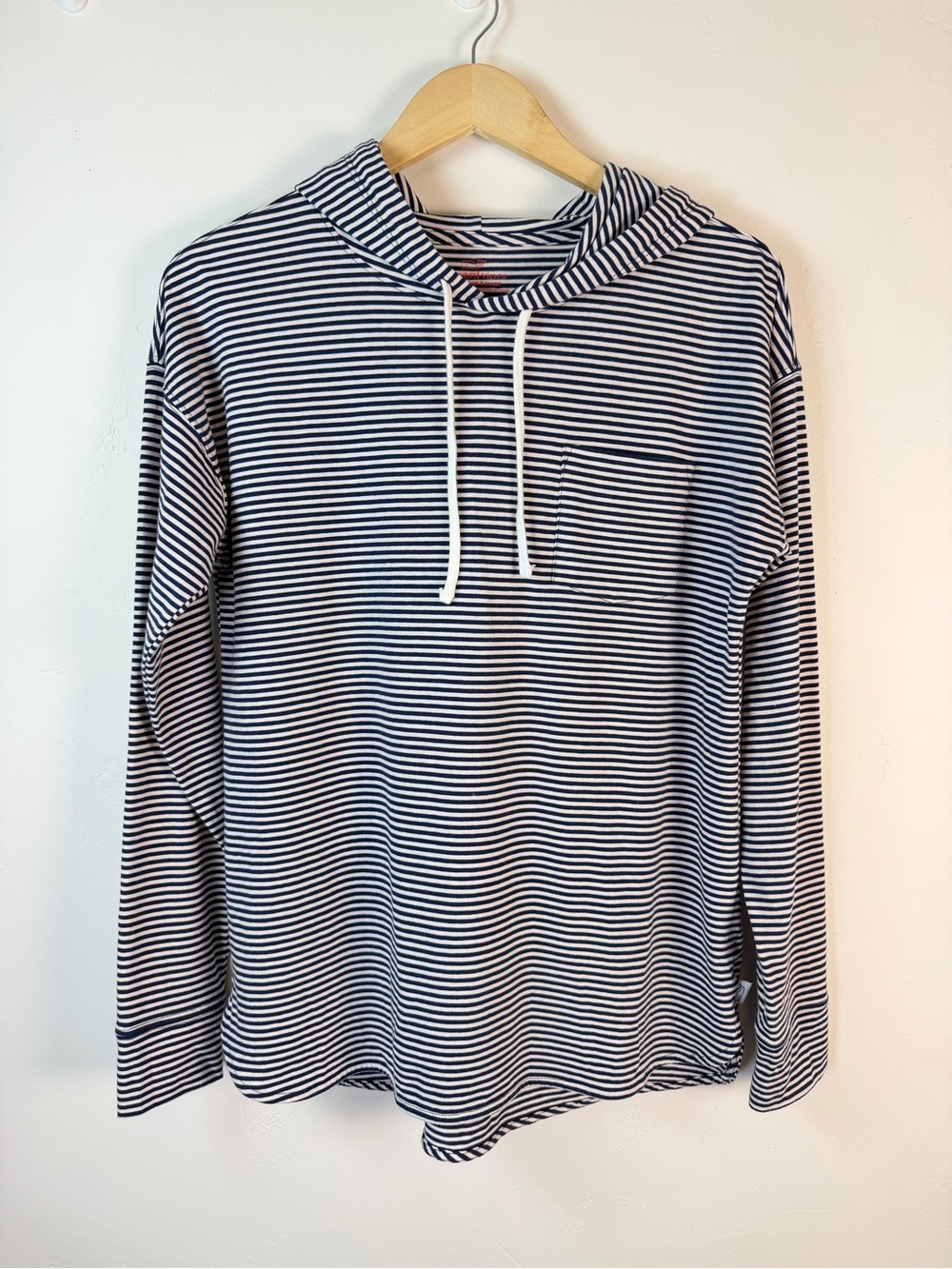 Vineyard Vines Striped Navy & White Hooded Long-Sleeve Shirt Medium